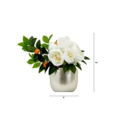 16” Artificial Peony Dahlia Arrangement White Vase 6 16” Artificial Peony Dahlia Arrangement White Vase -Artificial Trees Store artificial 16 artificial peony dahlia arrangement white vase arrangement nearly natural 675417