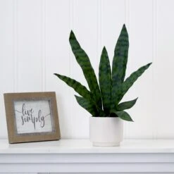 16" Artificial Sansevieria Snake Plant With Decorative Planter -Artificial Trees Store artificial 16 artificial sansevieria snake plant with decorative planter plant in planter nearly natural 624151