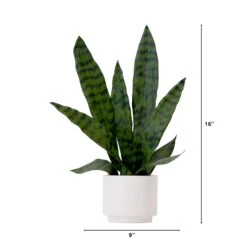 16" Artificial Sansevieria Snake Plant With Decorative Planter -Artificial Trees Store artificial 16 artificial sansevieria snake plant with decorative planter plant in planter nearly natural 714340
