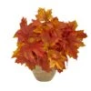 16” Autumn Maple Leaf Artificial Plant In Decorative Planter