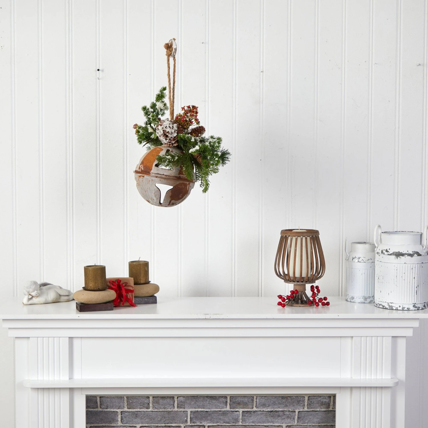 16” Holiday Christmas Jumbo Metal Bell Ornament With Artificial Holly, Berries And Pine 6 16” Holiday Christmas Jumbo Metal Bell Ornament With Artificial Holly, Berries And Pine - Image 6