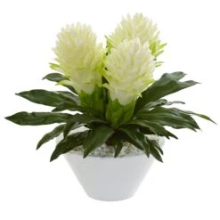 17” Ginger Artificial Plant In White Vase
