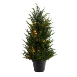 18” Cedar Artificial Tree With LED Lights UV Resistant (Indoor/Outdoor)