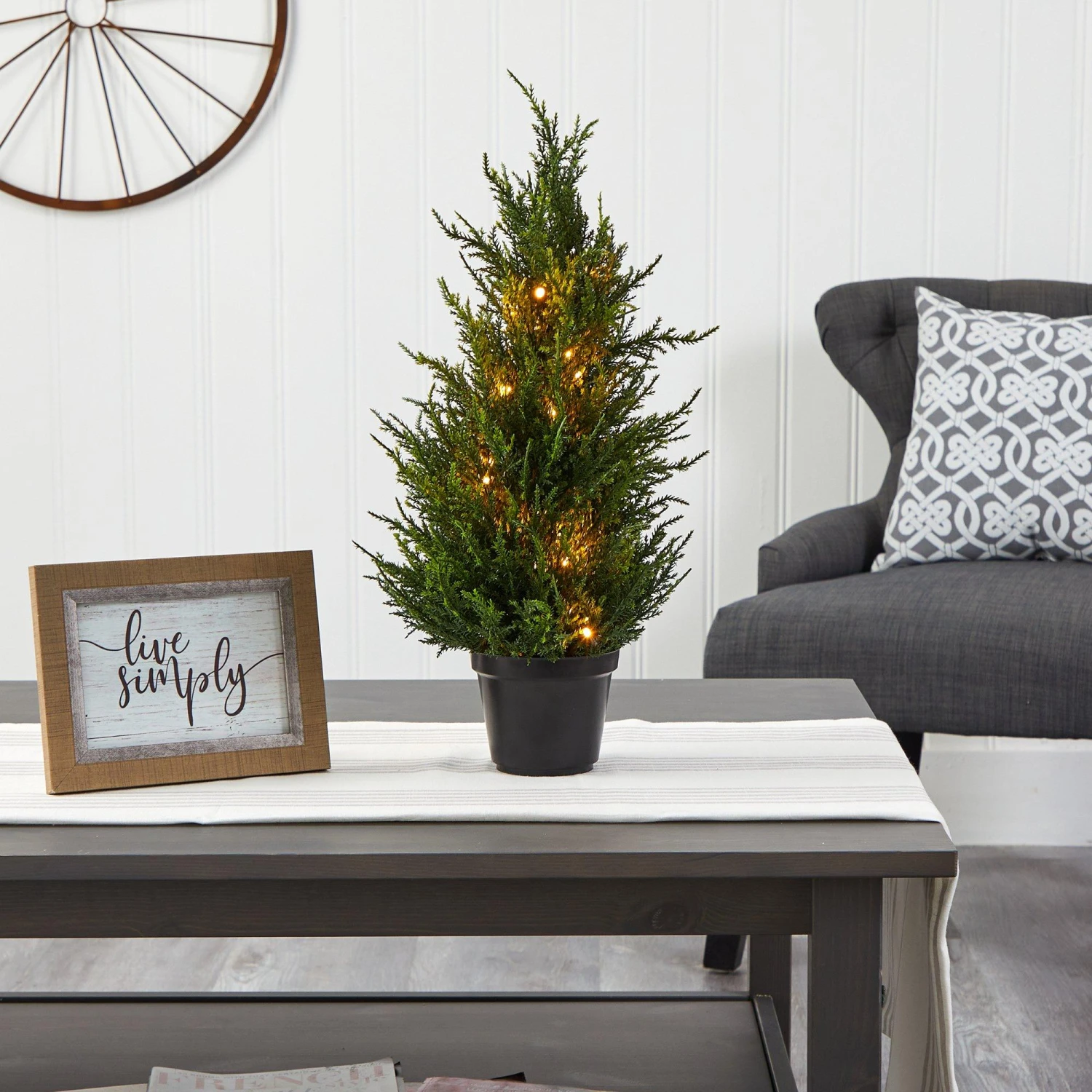 18” Cedar Artificial Tree With LED Lights UV Resistant (Indoor/Outdoor) 4 18” Cedar Artificial Tree With LED Lights UV Resistant (Indoor/Outdoor) - Image 4