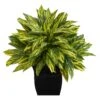 18” Tradescantia Artificial Plant In Black Metal Planter (Real Touch)