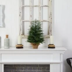 2’ Artificial Christmas Tree In Burlap Base With 35 Warm White LED Lights -Artificial Trees Store artificial 2 artificial christmas tree in burlap base with 35 warm white led lights nearly natural 775014