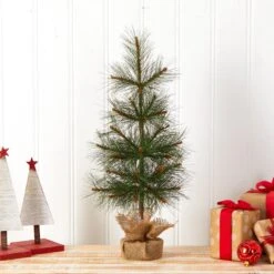 2’ Artificial Christmas Tree Set In A Burlap Base -Artificial Trees Store artificial 2 artificial christmas tree set in a burlap base nearly natural 327889