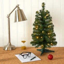 2’ Green Artificial Christmas Tree With 35 LED Lights And 72 Bendable Braches -Artificial Trees Store artificial 2 green artificial christmas tree with 35 led lights and 72 bendable braches nearly natural 623385