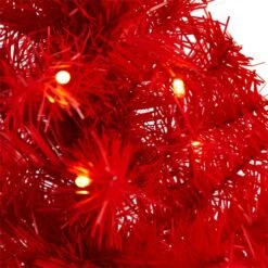 2’ Red Artificial Christmas Tree With 35 LED Lights And 72 Bendable Branches -Artificial Trees Store artificial 2 red artificial christmas tree with 35 led lights and 72 bendable branches nearly natural 910905