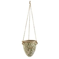 2’ Tuscan Hanging Ceramic Scroll Planter -Artificial Trees Store artificial 2 tuscan hanging ceramic scroll planter nearly natural green 189236