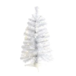 2’ White Artificial Christmas Tree With 35 LED Lights And 72 Bendable Branches