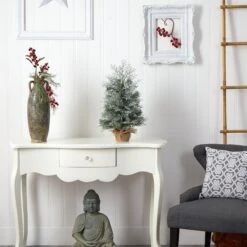 2’ Winter Frosted Artificial Christmas Tree With 35 LED Lights In Burlap Base -Artificial Trees Store artificial 2 winter frosted artificial christmas tree with 35 led lights in burlap base nearly natural 323810