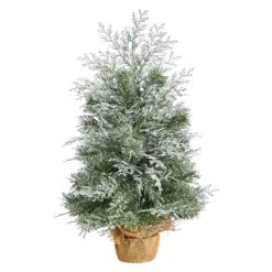 2’ Winter Frosted Artificial Christmas Tree With 35 LED Lights In Burlap Base -Artificial Trees Store artificial 2 winter frosted artificial christmas tree with 35 led lights in burlap base nearly natural 650811