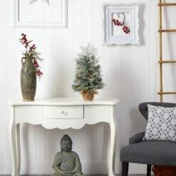 2’ Winter Frosted Artificial Christmas Tree With 35 LED Lights In Burlap Base -Artificial Trees Store artificial 2 winter frosted artificial christmas tree with 35 led lights in burlap base nearly natural 889884