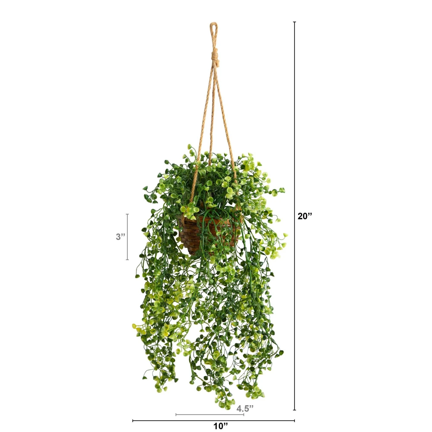 20” Baby Tear Artificial Plant In Hanging Basket 2 20” Baby Tear Artificial Plant In Hanging Basket - Image 2