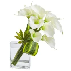 20’’ Calla Lily & Succulent Bouquet Artificial Arrangement -Artificial Trees Store artificial 20 calla lily succulent bouquet artificial arrangement nearly natural white 700162