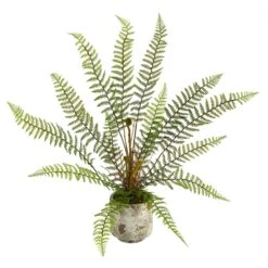 20” Fern Artificial Plant In Decorative Planter