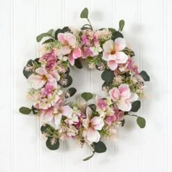 20” Hydrangea And Magnolia Artificial Wreath -Artificial Trees Store artificial 20 hydrangea and magnolia artificial wreath nearly natural 501542