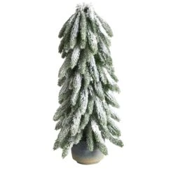 21” Flocked Artificial Christmas Tree In Decorative Planter