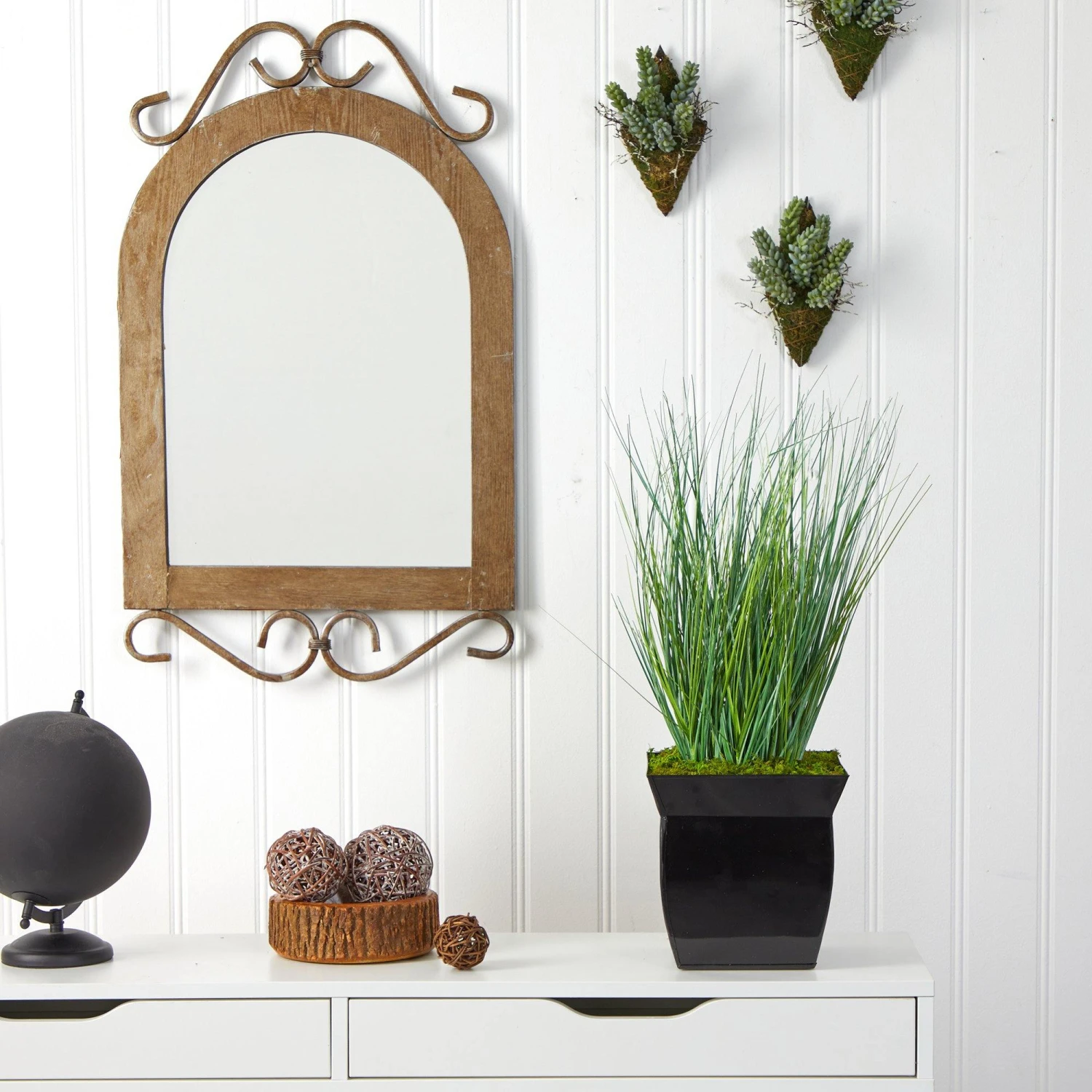 21” Onion Grass Artificial Plant In Black Metal Planter 3 21” Onion Grass Artificial Plant In Black Metal Planter - Image 3