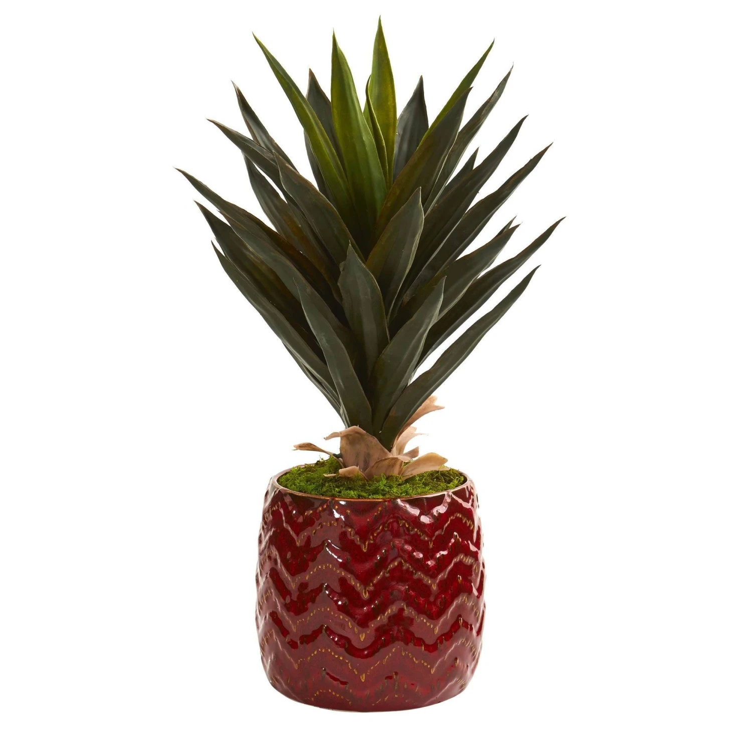 22" Agave Faux Plant In Red Planter 1 22" Agave Faux Plant In Red Planter