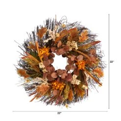 22” Autumn Dahlia And Berries Artificial Fall Wreath -Artificial Trees Store artificial 22 autumn dahlia and berries artificial fall wreath nearly natural 427425
