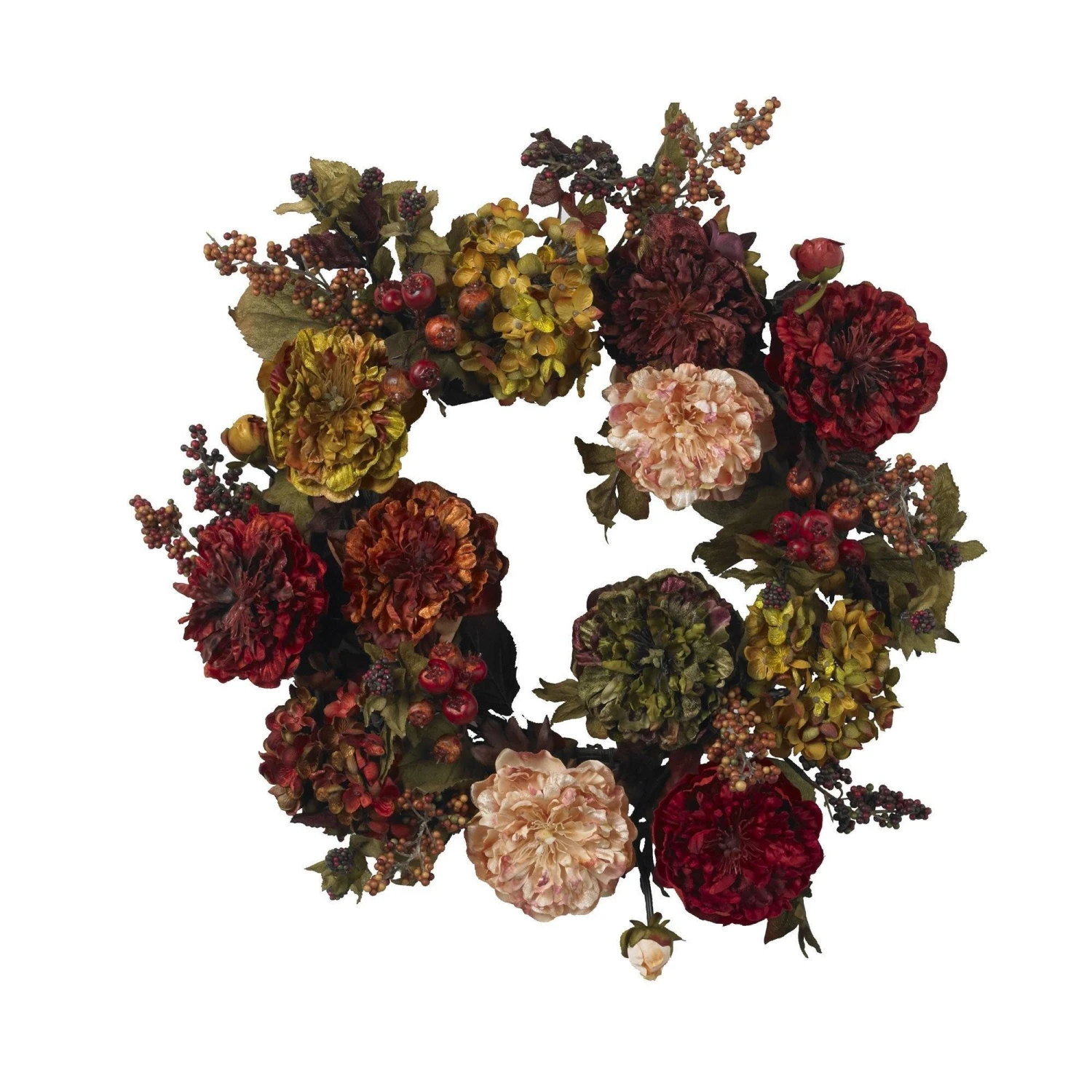 22" Autumn Hydrangea Peony Wreath" 1 22" Autumn Hydrangea Peony Wreath"