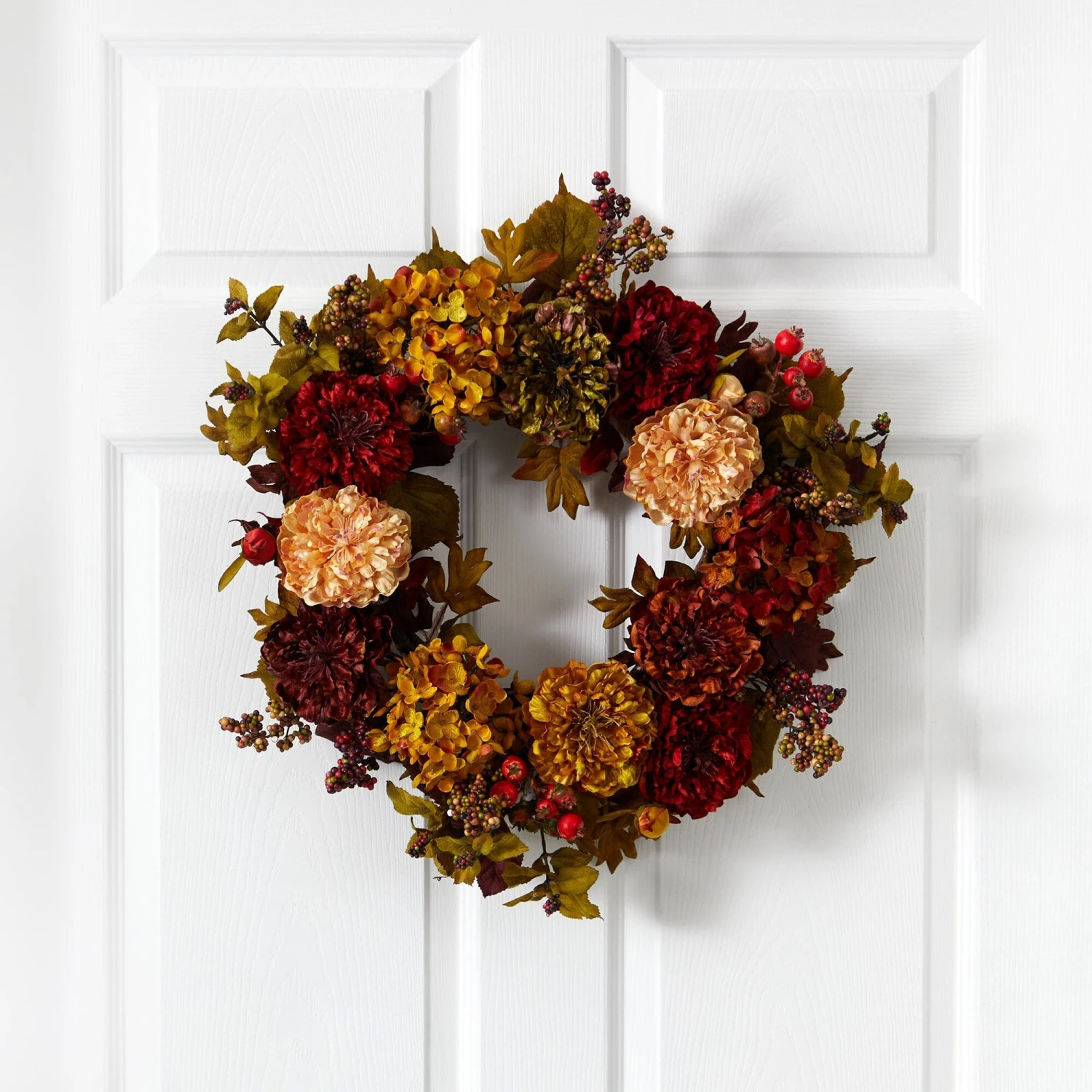 22" Autumn Hydrangea Peony Wreath" 2 22" Autumn Hydrangea Peony Wreath" - Image 2