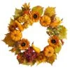 22” Autumn Hydrangea, Pumpkin And Sunflower Artificial Fall Wreath
