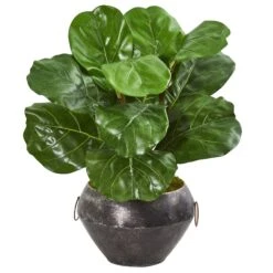 22” Fiddle Leaf Artificial Plant In Decorative Planter