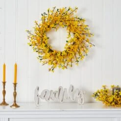 22” Forsythia Artificial Wreath -Artificial Trees Store artificial 22 forsythia artificial wreath nearly natural 717342