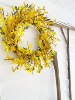 22” Forsythia Artificial Wreath -Artificial Trees Store artificial 22 forsythia artificial wreath nearly natural 741564