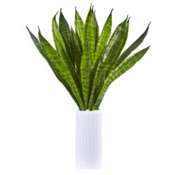 22” Sansevieria Artificial Plant In White Vase