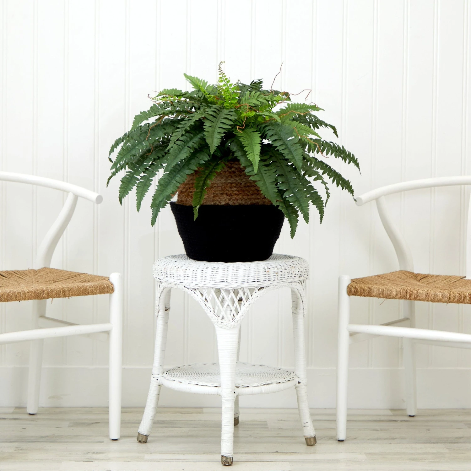 23" Artificial Boston Fern Plant With Handmade Jute & Cotton Basket DIY KIT 4 23" Artificial Boston Fern Plant With Handmade Jute & Cotton Basket DIY KIT - Image 4