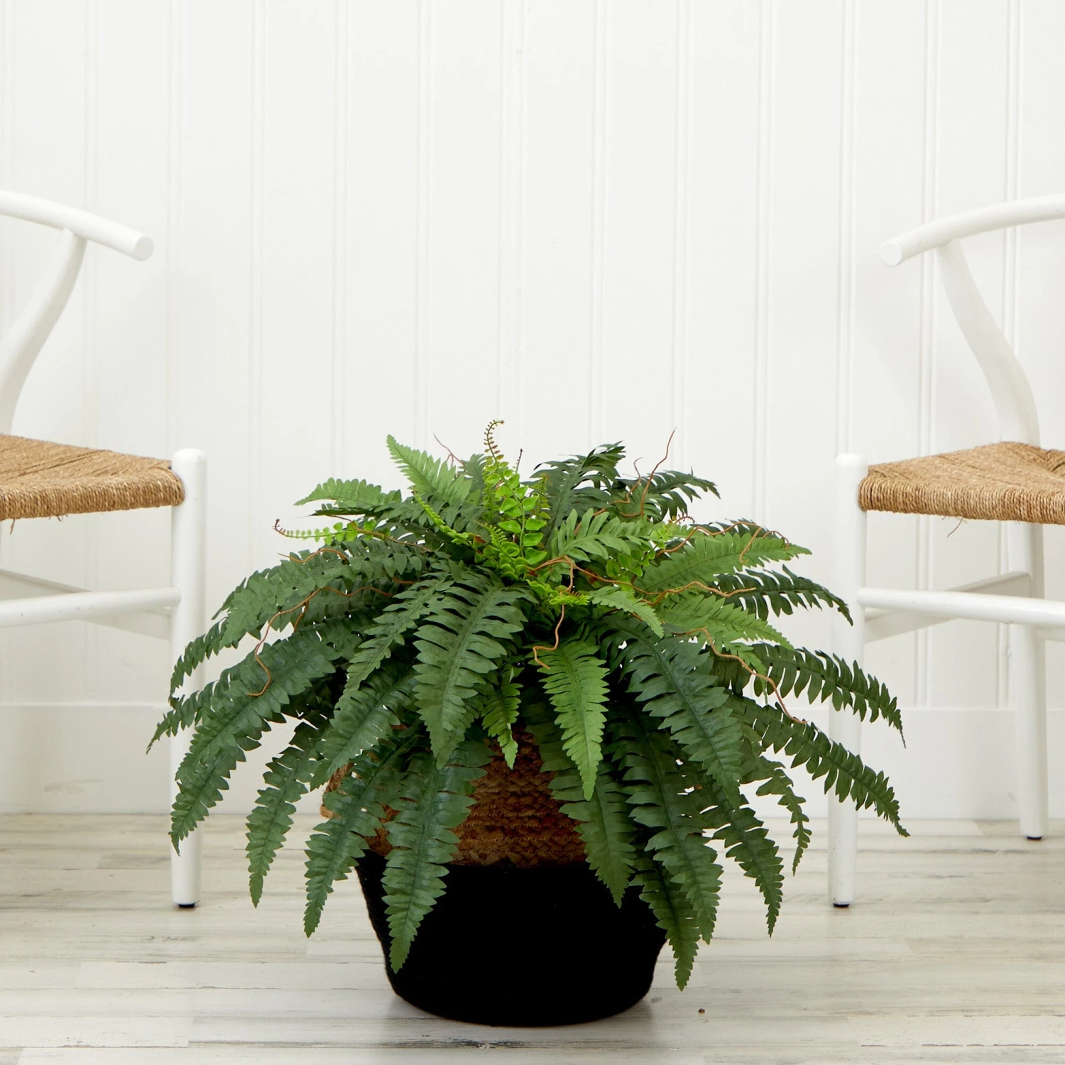 23" Artificial Boston Fern Plant With Handmade Jute & Cotton Basket DIY KIT 2 23" Artificial Boston Fern Plant With Handmade Jute & Cotton Basket DIY KIT - Image 2