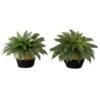 23" Artificial Boston Fern Plant With Handmade Jute & Cotton Basket DIY KIT - Set Of 2