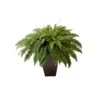 23” Artificial Boston Fern Plant With Tapered Bronze Square Metal Planter DIY KIT