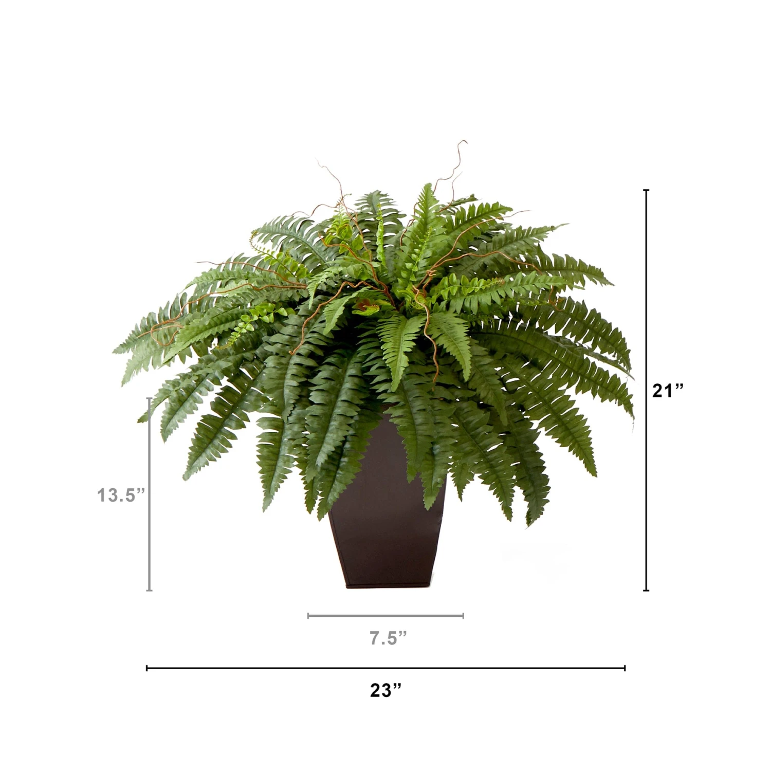 23” Artificial Boston Fern Plant With Tapered Bronze Square Metal Planter DIY KIT 4 23” Artificial Boston Fern Plant With Tapered Bronze Square Metal Planter DIY KIT - Image 4
