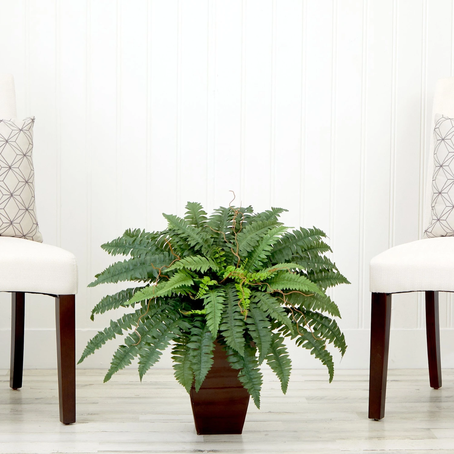 23” Artificial Boston Fern Plant With Tapered Bronze Square Metal Planter DIY KIT 2 23” Artificial Boston Fern Plant With Tapered Bronze Square Metal Planter DIY KIT - Image 2