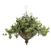 23” Dusty Miller Artificial Plant In Hanging Bowl