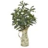 23” Olive Artificial Plant In Vase In Floral Pitcher