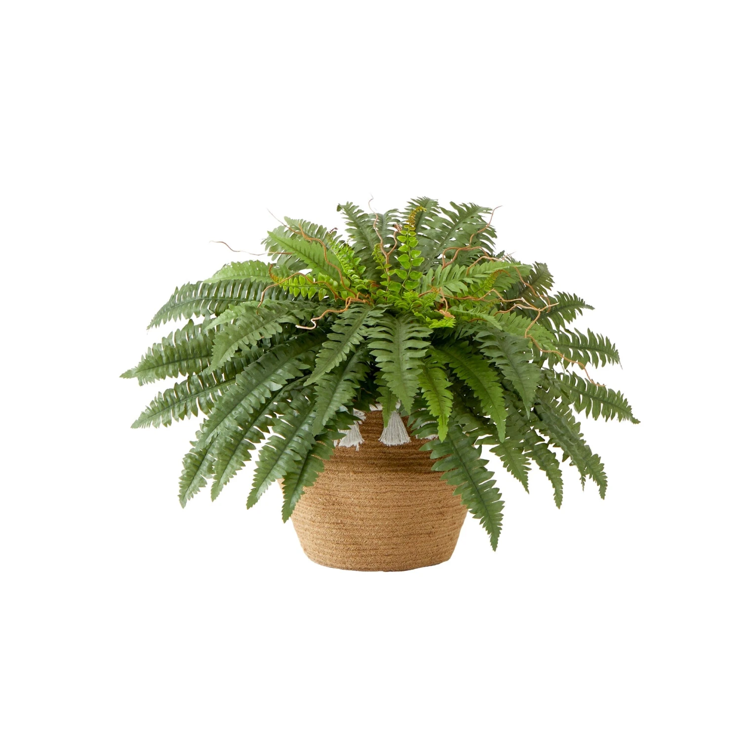 23”Artificial Boston Fern Plant In HandmadeJute & Cotton Basket With Tassels DIY KIT 1 23”Artificial Boston Fern Plant In HandmadeJute & Cotton Basket With Tassels DIY KIT