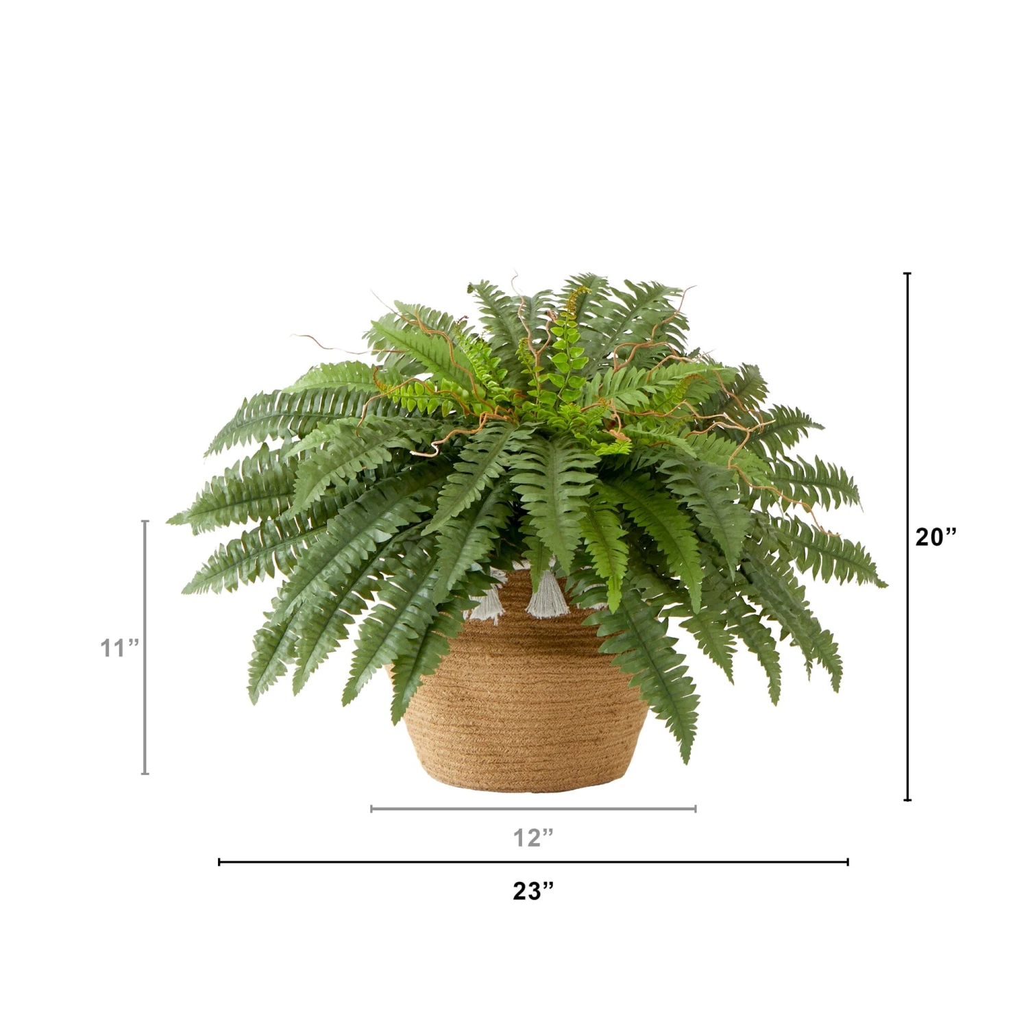 23”Artificial Boston Fern Plant In HandmadeJute & Cotton Basket With Tassels DIY KIT 3 23”Artificial Boston Fern Plant In HandmadeJute & Cotton Basket With Tassels DIY KIT - Image 3