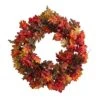 24” Autumn Maple, Berries And Pinecone Fall Artificial Wreath