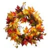 24” Autumn Maple Leaf And Berries Artificial Fall Wreath With Twig Base
