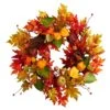 24” Autumn Maple Leaf And Berries Fall Artificial Wreath
