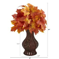 24” Autumn Maple Leaf Artificial Plant In Decorative Planter -Artificial Trees Store artificial 24 autumn maple leaf artificial plant in decorative planter nearly natural 850993
