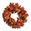 24” Autumn Maple Leaves, Pumpkin, Pinecone And Berries Artificial Fall Wreath
