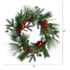 24” Berry And Pinecone Artificial Christmas Wreath With Ornaments 6 24” Berry And Pinecone Artificial Christmas Wreath With Ornaments -Artificial Trees Store artificial 24 berry and pinecone artificial christmas wreath with ornaments nearly natural 799241