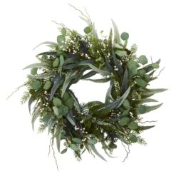 24” Eucalyptus And Mixed Greens Artificial Wreath